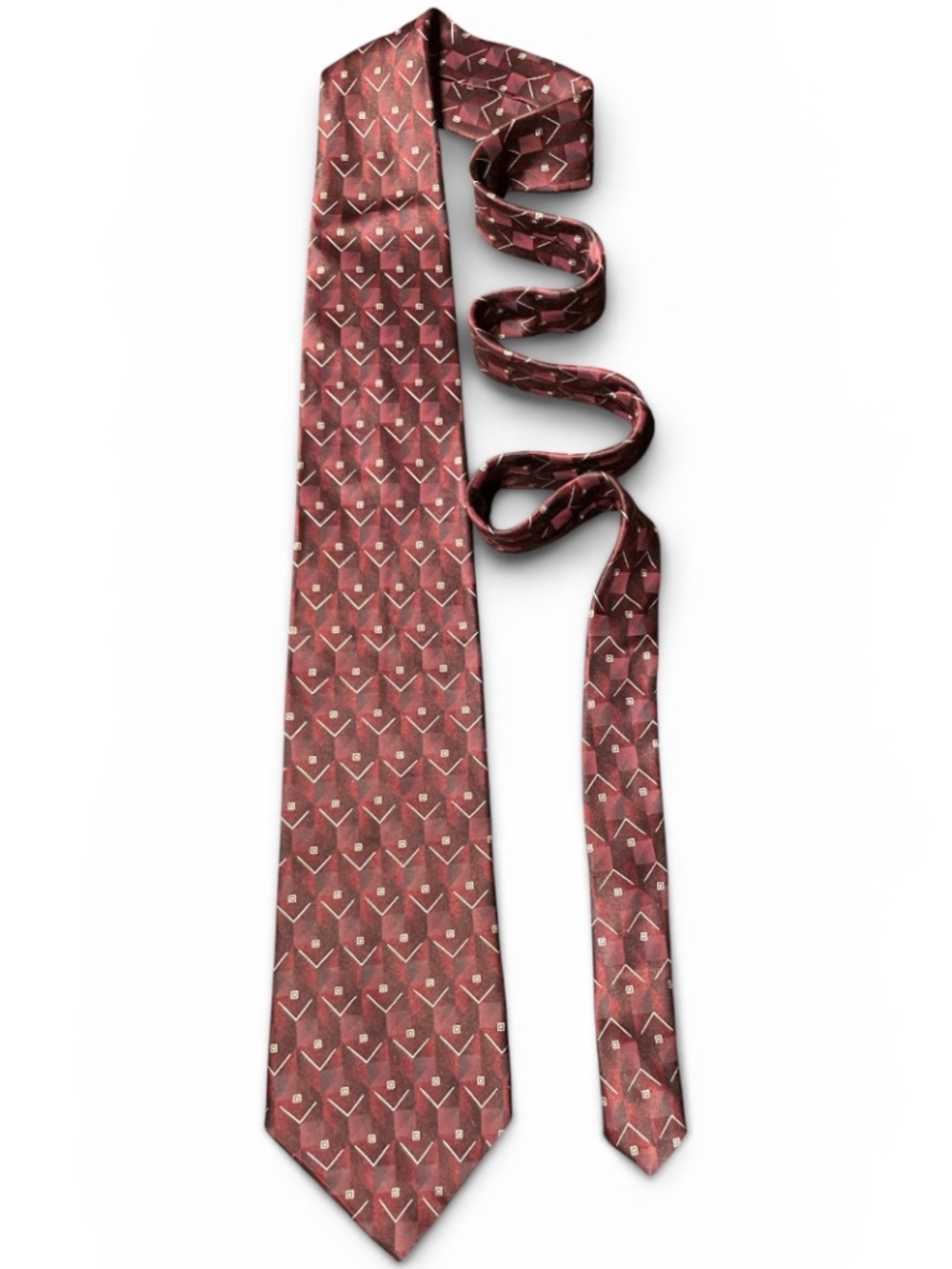 Arrow brand men’s tie geometric shapes Different shades of Maroon and Silver